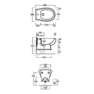 Биде подвесное 53х37cм, с 1отв. для смесителя,  Simas Arcade AR843 /1f