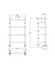 Полотенцесушитель Art.442/4/400GL 720х400мм (ГВС), Margaroli ZZ Margaroli Sole 442/4/400GL