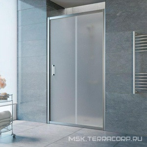 Дверь в нишу , 150x190 см, двухсекционная раздвижная, профиль глянцевый хром, стекло сатин ZZ Vegas Glass ZP ZP 0150 08 10