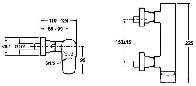 Смеситель настенный  для душа, хром Jacob Delafon Aleo E72351-CP