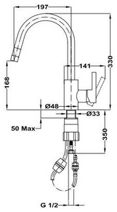 Смеситель для кухни, вытяжной излив, хром ZZ Teka Kitchen 469380210