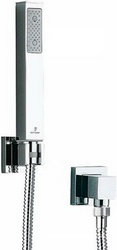 Душевой комплект (лейка, шланг 1500мм, кронштейн с выходом воды 1/2), (цв.хром), Cube ZZ