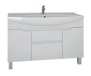 Тумба напольная "Laguna Plus"-120, 2 ящика, 2 дверцы, БЕЗ раковины, цв.белый (Нет в производстве до КОНЦА 2021 г)  XX