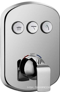 Встраиваемый термостатический смеситель с трёхпозиционным кнопочным переключателем, (внутренняя часть в компл.),(цв. хром),  ZZ Cezares Globo GLOBO-F-VDIM3-TB-01