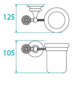 Стакан настенный керамич. (цв.золото, Swarovski),  ZZ Cezares Olimp OLIMP-TUM-03/24-Sw