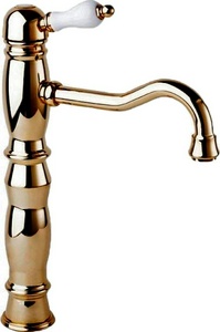 Смеситель для раковины, "Высокий", c д/к, (цв.бронза, ручка цв.белая),  ZZ Cezares Venezia VENEZIA-LSM1-A-02-Bi