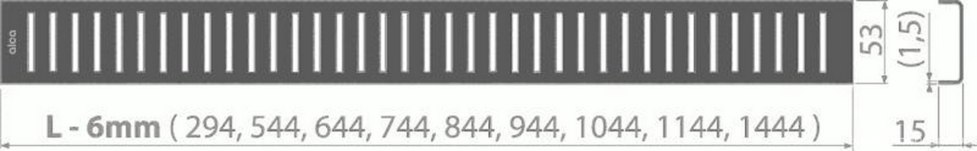 Решетка ""- 650 мм,  для водоотводящего желоба APZ1, цв.черный матовый ZZ AlcaPlast Pure PURE-650BLACK