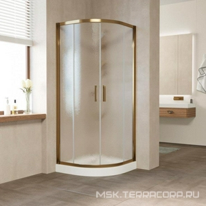 Душевое ограждение , 100*100*1900, профиль бронза, стекло "шиншилла", БЕЗ поддона ZZ Vegas Glass ZS ZS 100 05 02