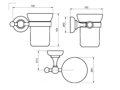 Стакан настенный керамический, (цв.хром),  ZZ Cezares Aphrodite APHRODITE-TUMS-01-M