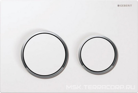 Клавиша смыва, (пластик цв.белый / обод на кнопках хром), 20 Geberit Omega 115.085.KJ.1