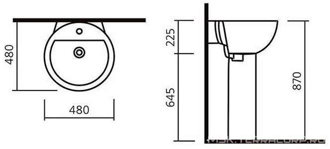 Раковина  Art Luxe 480*480*225, белый Sanita Luxe Art luxe WB.PD/Art/50-C/WHT.G/S1 / ARTSLWB01