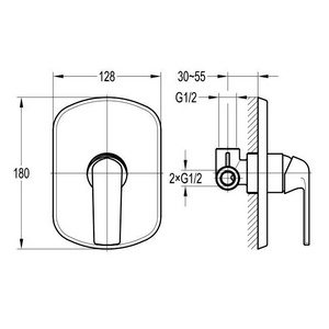 Смеситель для душа, встраиваемый в стену, (цв.хром),  ZZ Cezares Globo GLOBO-F-DIM-01