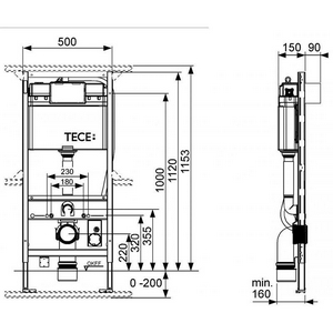 Монт.рама с бачком д/подв.унит.TOTO Neorest,Washlet (WC) AC 2.0/E, 50х15xh112см,(крепёж, отвод в компл.), монтаж со всеми панелями смыва  ZZ Tece TECEprofil 9300344