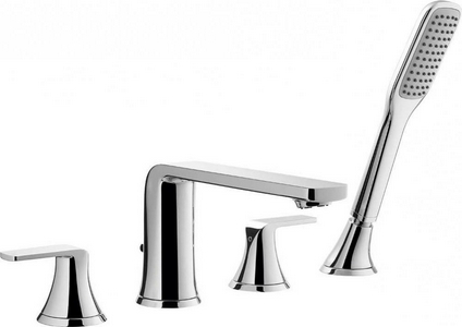 Смеситель для ванны, встраиваемый в борт на 4 отв., лейка, шланг в компл., (цв.хром),  ZZ Cezares Globo GLOBO-F-BVD4-01