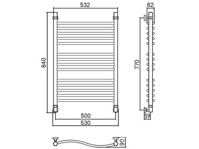 Полотенцесушитель "" 800*500 мм, Н.Г. подключ. 3/4, комплектующие в комплекте, хром ZZ Сунержа Флюид 00-0122-8050