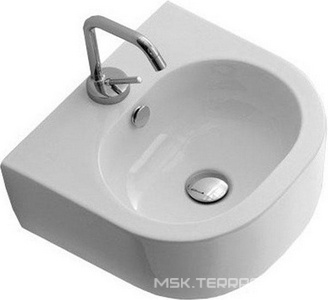 Раковина подвесная / накладная 40х37см, с отв.д/смесит., с переливом, без креплений к стене арт.7602 90, (цв.белый глянец),  ZZ Kerasan Flo 314901