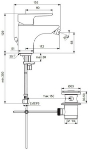 Смеситель для биде, с д/к, (цв.хром), Ceraplan lll ZZ Ideal Standard CeraPlan B0713AA / B0897AA