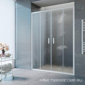 Дверь в нишу , 170*190 см, двухстворчатая раздвижная, профиль белый, стекло шиншилла ZZ Vegas Glass Z2P Z2P 170 01 02