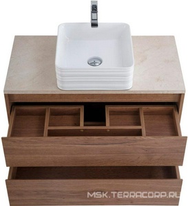 База под раковину подвесная с двумя выкатными ящиками, 1010х460хh515мм, без раковины, (цв.Rovere Tabacco),  BelBagno Kraft KRAFT-1000-2C-SO-RT