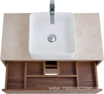 База под раковину подвесная с двумя выкатными ящиками, 1010х460хh515мм, без раковины, (цв.Rovere Tabacco),  BelBagno Kraft KRAFT-1000-2C-SO-RT