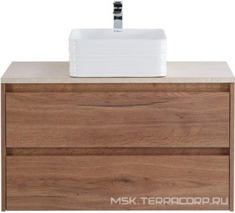 База под раковину подвесная с двумя выкатными ящиками, 1010х460хh515мм, без раковины, (цв.Rovere Tabacco),  BelBagno Kraft KRAFT-1000-2C-SO-RT