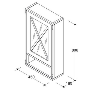 Шкаф подвесной 45х26хh80,6см, 1 дверца, левый, (цвет B-041, ручка B16B),   ZZ Caprigo Napoli 11293L  цвет B-041  ручка B16B