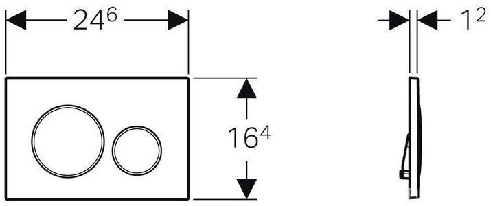 Клавиша двойного смыва, (пластик, рамка черная, кольца хром глянц., клавиши черные),  ZZ Geberit Sigma 20 115.882.KM.1 