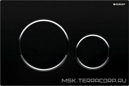 Клавиша двойного смыва, (пластик, рамка черная, кольца хром глянц., клавиши черные),  ZZ Geberit Sigma 20 115.882.KM.1 