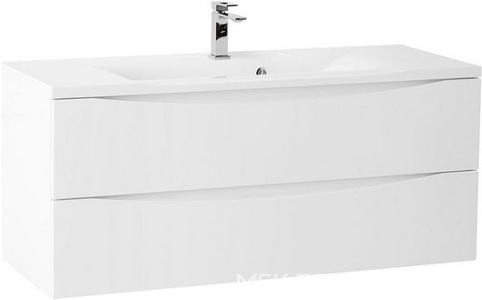 База под раковину подвесная с двумя выкатными ящиками, 1200х450х500мм, (цв.Bianco Lucido),  ZZ BelBagno Marino MARINO-1200-2C-SO-BL-P