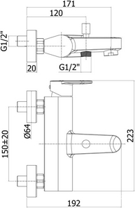 Смеситель для ванны, (цв.хром), Candy Paffoni candy CA022CR