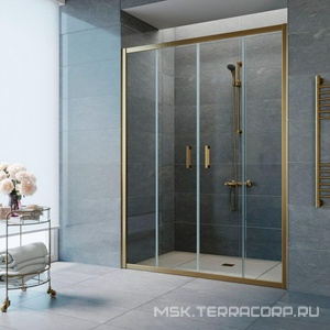 Дверь в нишу , 170*190 см, двухстворчатая раздвижная, профиль бронза, стекло прозрачное ZZ Vegas Glass Z2P Z2P  170 05 01