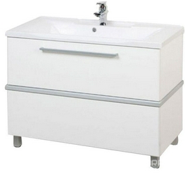 Тумба Турин 1020*670*460, с серебристой панелью, цвет белый, крепеж в комплекте (БЕЗ раковины Премьер 100), ZZ
