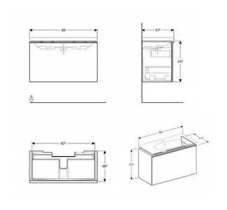 Тумба подвесная 89хh53.5х41,6см, д/рак 90см арт.500.633.01.2,нажим.выдвижн.ящик,(фасад песчаное стекло,корпус песчаный мат-лакиров.),крепл.в компл,Aca Geberit Acanto 500.616.JL.2