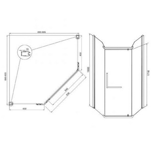 Душевое ограждение  90x90, стекло прозрачное, профиль хром, БЕЗ поддона ZZ Mirsant Aurora Aurora 90