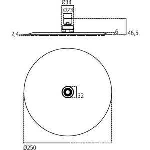 Душ верхний, стационарный, круг d250мм, G 1/2, полированная нерж. сталь, IdeaRain ZZ Ideal Standard IdealRain B0384MY