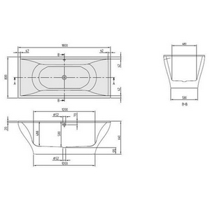 Ванна 1800х800хh450(620)мм, отдельностоящая, (кварил цв.белый), (слив-перелив, крышки цв.белый и хром в компл.,),  Excellence Duo ZZ Villeroy & Boch Squaro UBQ180SQE9W2V-01