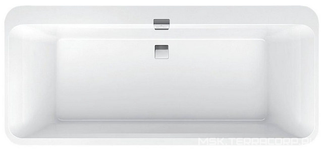 Ванна 1800х800хh450(620)мм, отдельностоящая, (кварил цв.белый), (слив-перелив, крышки цв.белый и хром в компл.,),  Excellence Duo ZZ Villeroy & Boch Squaro UBQ180SQE9W2V-01