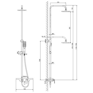 Душевая стойка для ванны, верхний душ, ручной душ, поворотный излив, хром Lemark Tropic LM7006C