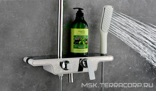 Душевая стойка для ванны, верхний душ, ручной душ, поворотный излив, хром Lemark Tropic LM7006C