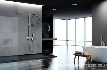 Душевая стойка для ванны, верхний душ, ручной душ, поворотный излив, хром Lemark Tropic LM7006C