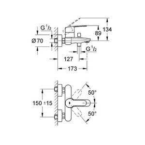 Смеситель однорычажный для ванны, хром Grohe Eurostyle Cosmopolitan 33591002