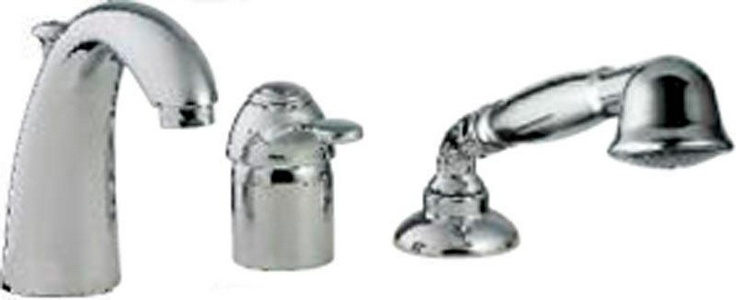 Смеситель для ванны, встраив. в борт на 3 отв., шланг, лейка в компл., (цв.хром),  ZZ 3M Miss 1665 CC