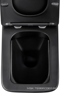 Унитаз подвесной, безободковый, 520х360х350мм, сиденье ультратонкое с микролифтом, крепеж в компл., (цв.черный матовый),  ZZ Vincea Q-Line VT1-12MB