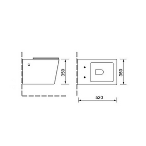Унитаз подвесной, безободковый, 520х360х350мм, сиденье ультратонкое с микролифтом, крепеж в компл., (цв.черный матовый),  ZZ Vincea Q-Line VT1-12MB