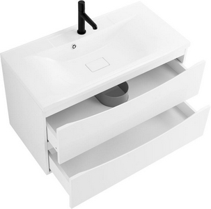 База под раковину подвесная с двумя выкатными ящиками, 1000х445х500мм, (цв. Bianco Lucido),  ZZ BelBagno Marino MARINO-1000-2C-SO-BL-P