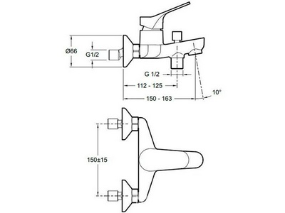 Смеситель для ванны и душа однорычажный, БЕЗ душ.гарнитура Jacob Delafon Brive E75766-CP