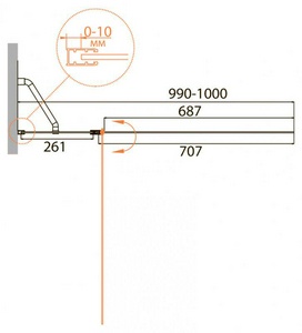 Шторка на ванну 1000хh1400мм, поворотная, Левая, (стекло рифленое Punto 4мм, профиль цв.серый), Relax ZZ Cezares relax RELAX-V-11-100/140-P-Bi-L