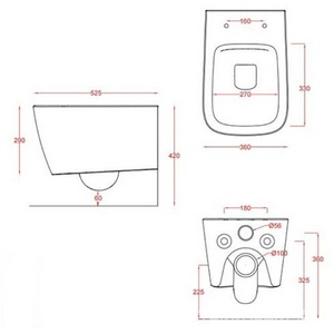 Унитаз подвесной 36х52см, безободковый, БЕЗ сиденья, крепёж в компл., (цв. grey olive),  ZZ ArtСeram A16 ASV003 15;00