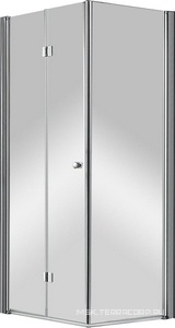 Душ.огражд.квадр. 900х800хh1950мм, дверь складная 900мм, вход 840мм, с боковой стенкой 800мм,"Левое"/"Правое", (ст.прозр.6мм, фурн/хром),  ZZ Cezares Eco ECO-O-ASH-1-90/80-C-Cr