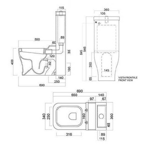 Бачок 36х11,5х94,6см, для чаш унитазов  Quadro/Tondo (без механизма смыва арт.SHMEC)  ZZ Ceramica Cielo Opera OPCM Gloss White
